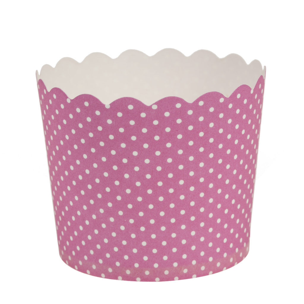 Scalloped BkngCup Pink Dot LG