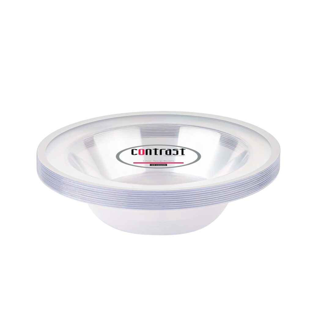 Contrast Clr/Slv SoupBowl 10ct