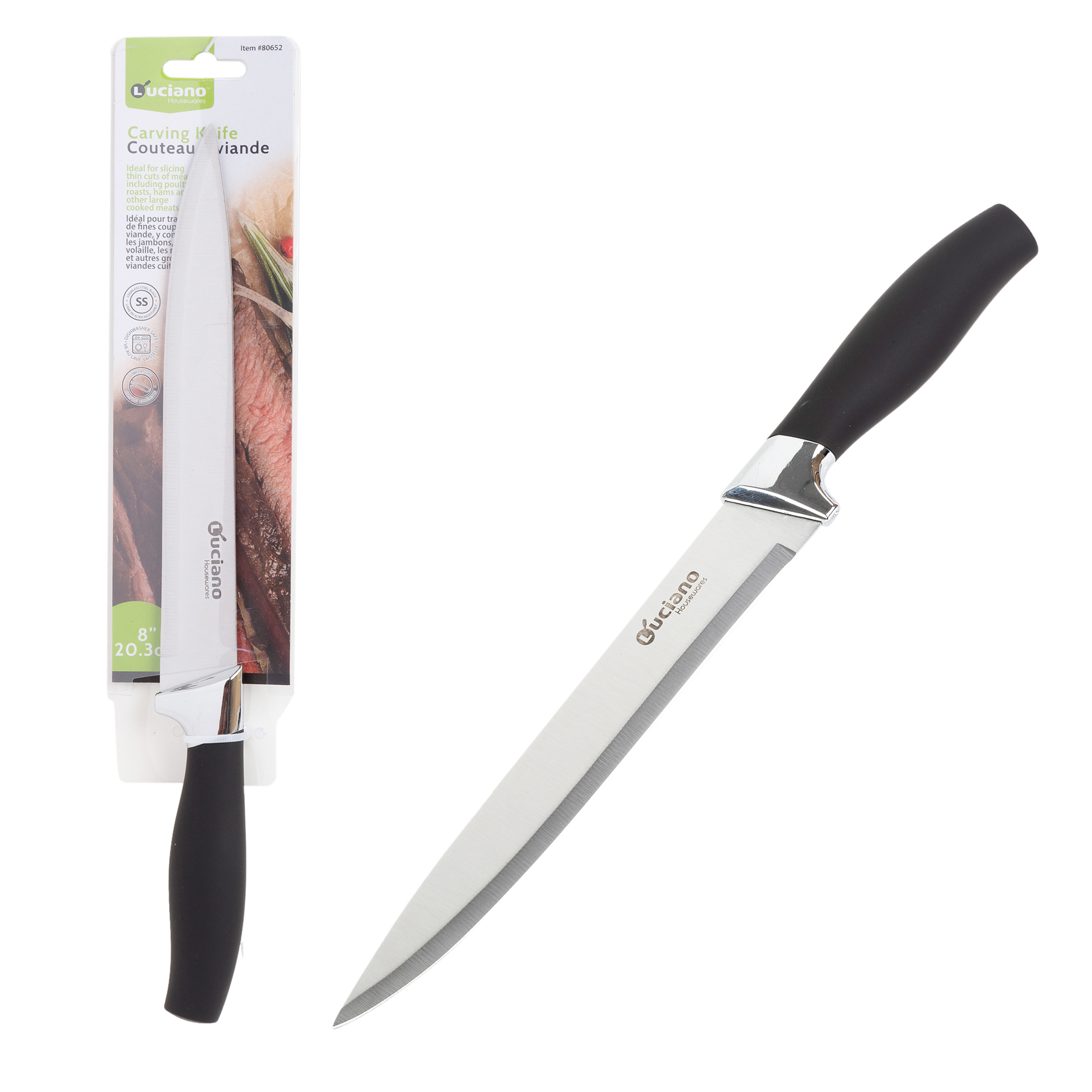 Carving Knife 8" SS/Blk Hnd Lu