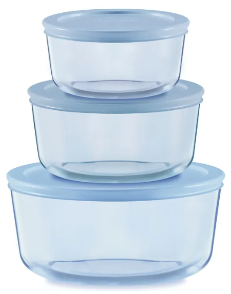 Pyrex 6pc Round BLUE Tinted