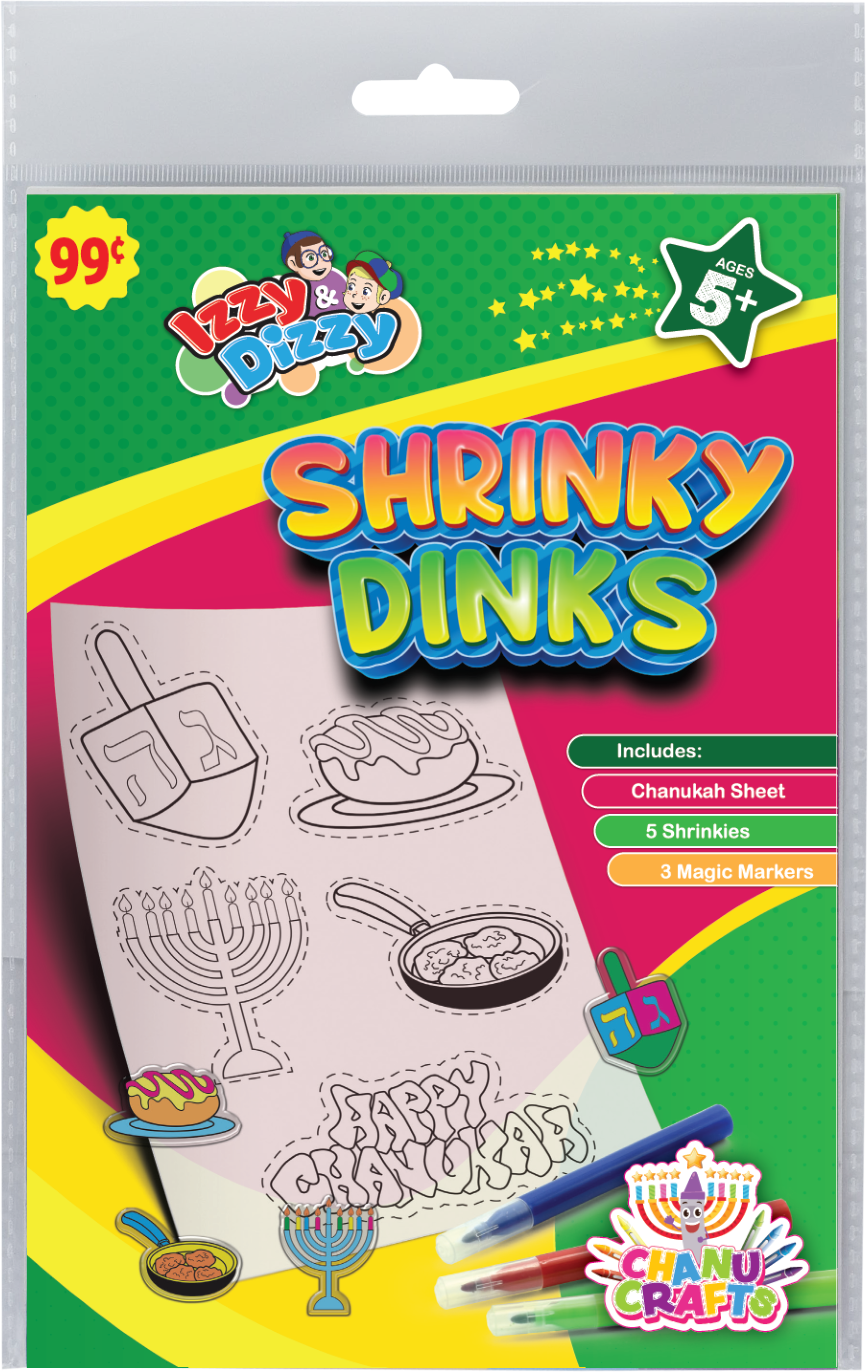 Shrinky Dink 5x8 Chanukah IzD