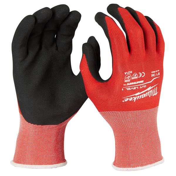Work Gloves Cut-1 Milwk RED M
