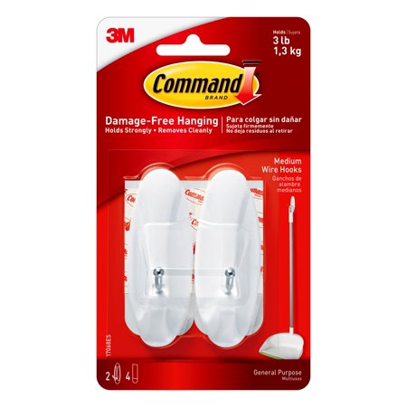 Command Wire Hook Med WHT 2ct