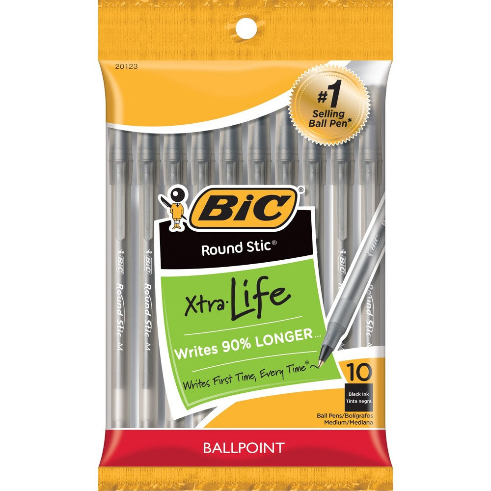 Bic Round Stic Black 10pk
