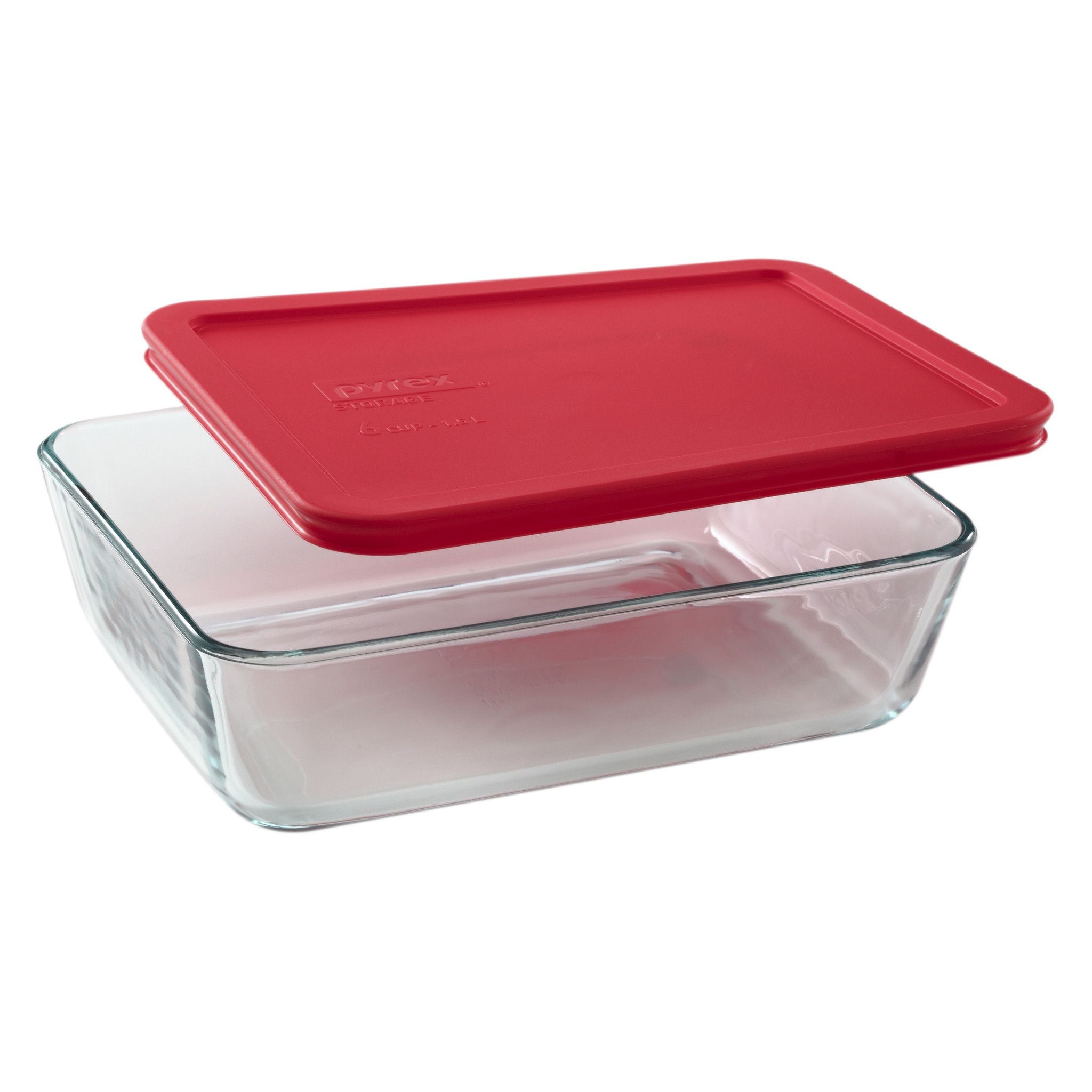 Pyrex 6-cup Rect w/red cover