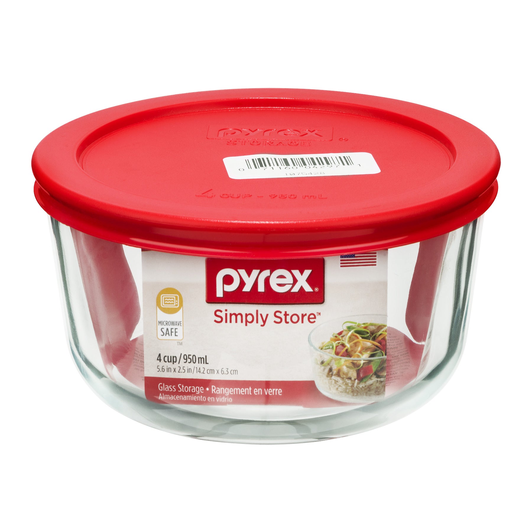 Pyrex 4-cup round w/Red cover
