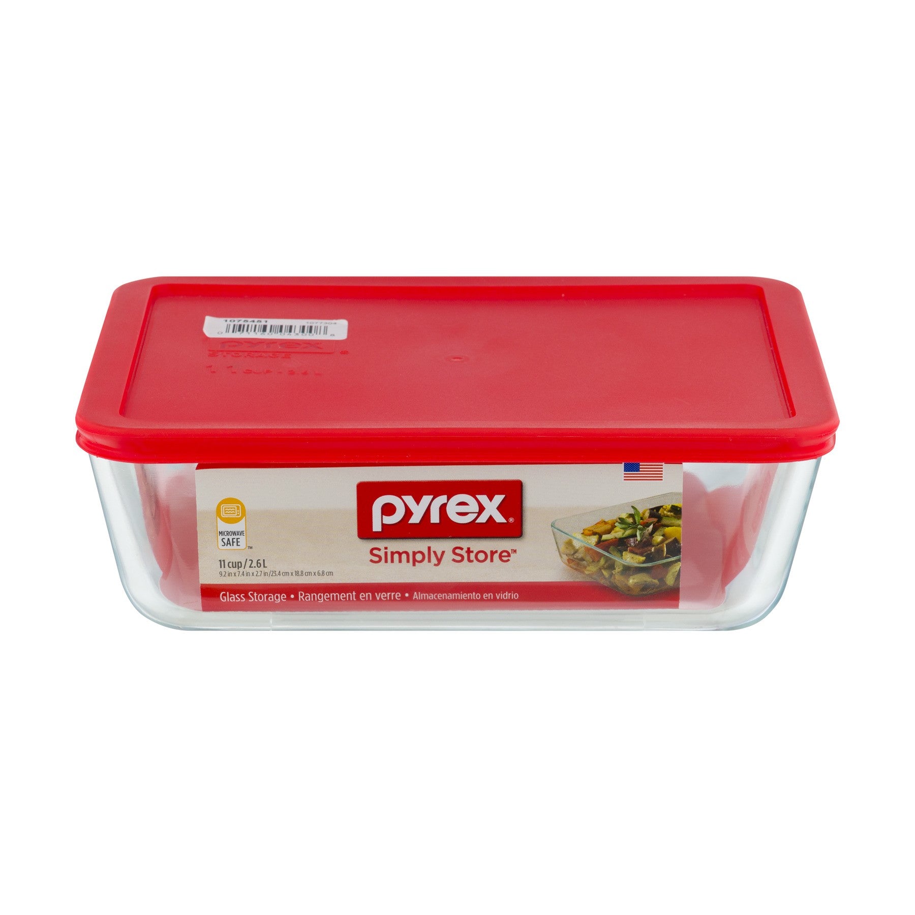 Pyrex 11-cup rect w/red cover