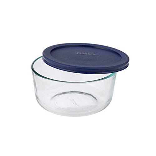 Pyrex 4-cup round w/bluecover