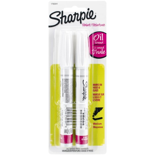 Sharpie Med Point Oil-B Wh 2pk