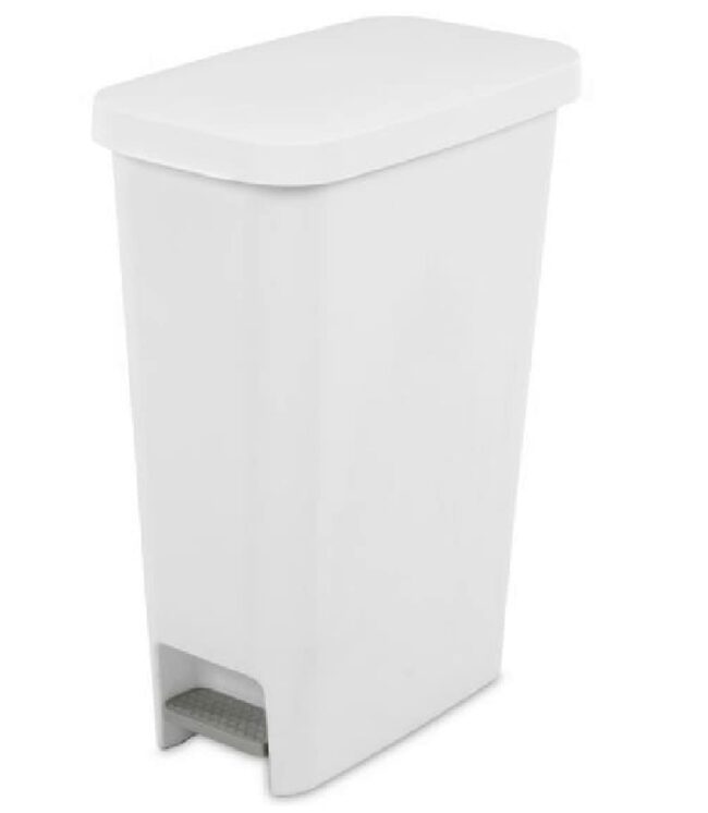 TrashCan 11gal Step Slim WHT Q