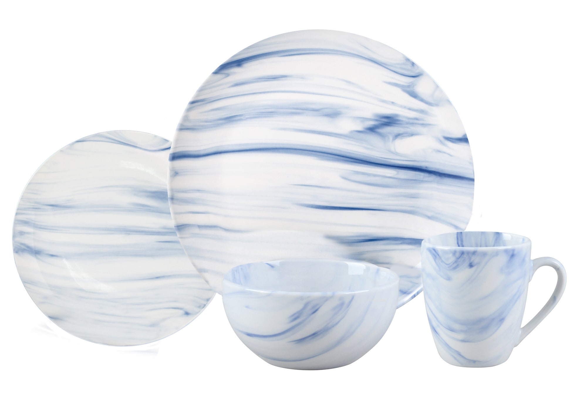 LH147 16pc Set/4 Marble Blue