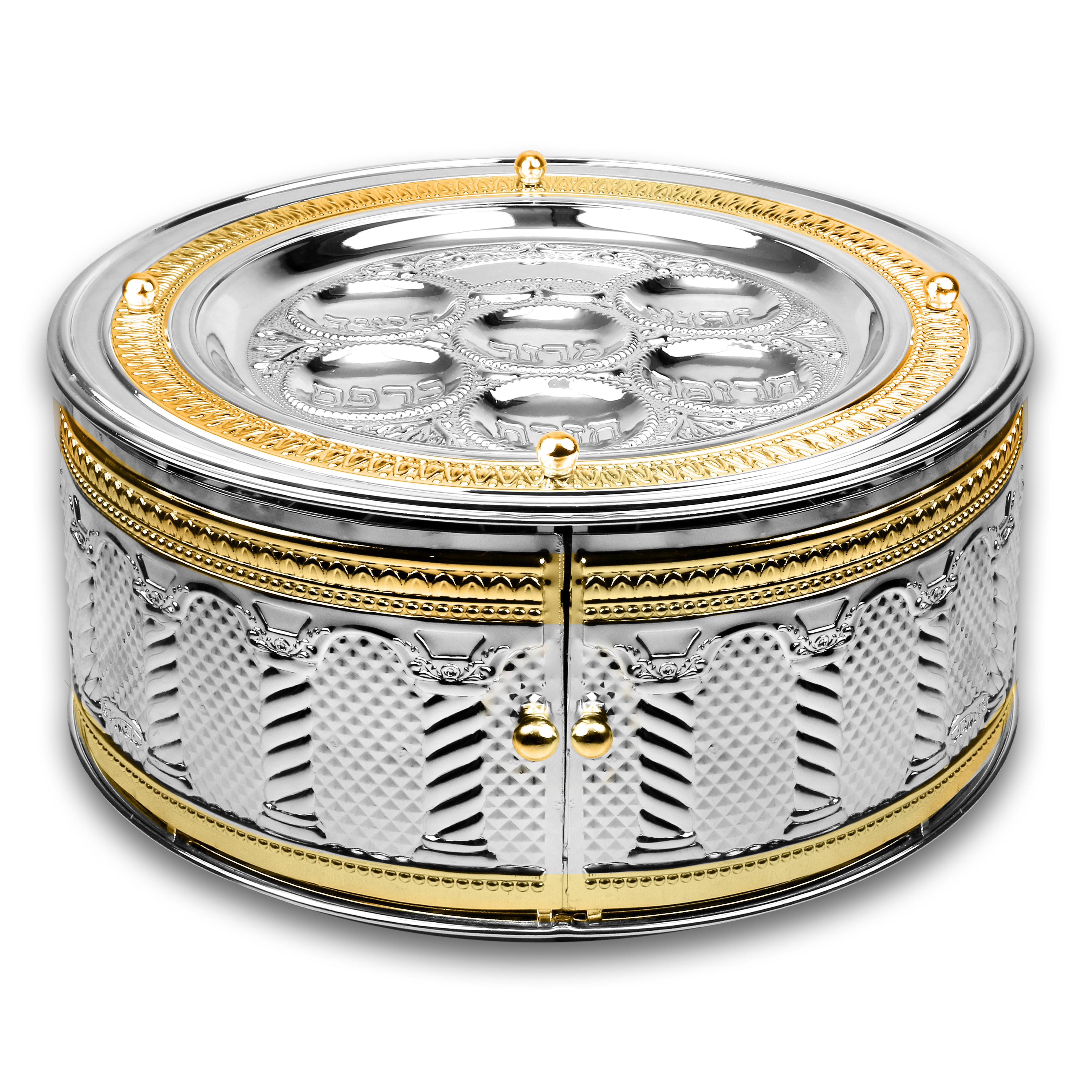 Seder Plate 3-tier SP+Gold