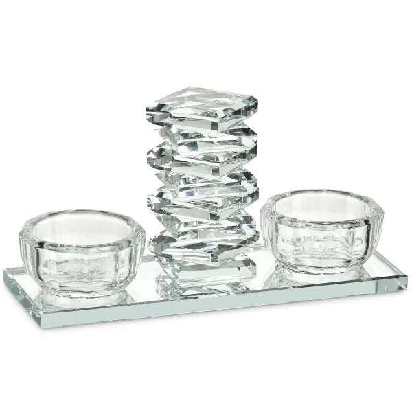 Salt Holder Glass Silver Accen
