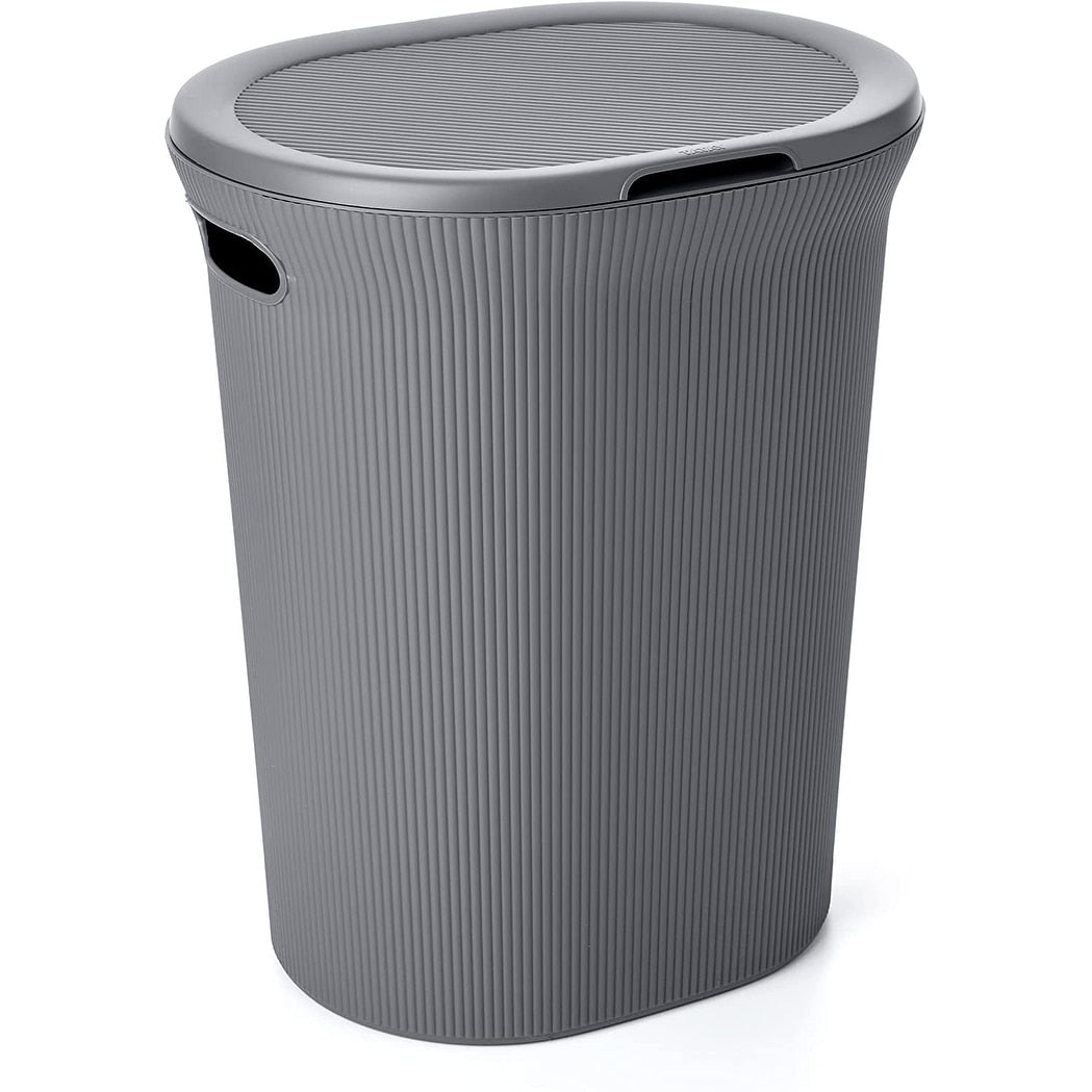 Hamper 1.15bu/40L Ribbed Grey