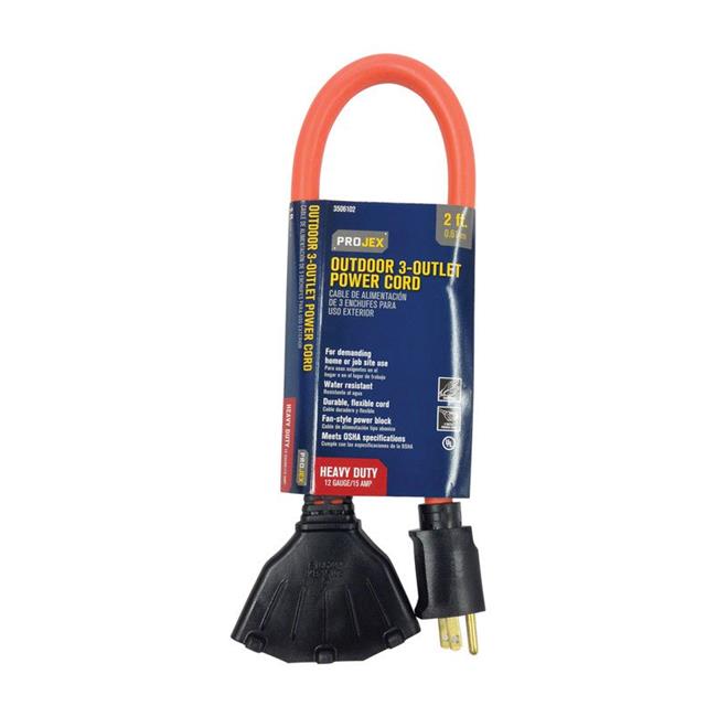 Extension Cord 2' Outdr 12g+3t